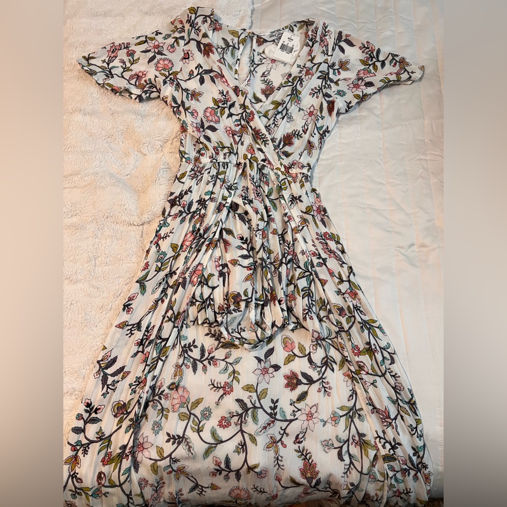 Floral Wrap Maxi Dress in Cream by [Brand]